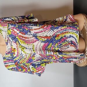 TALBOTS FLORAL TOP WITH BUTTERFLY SLEEVES